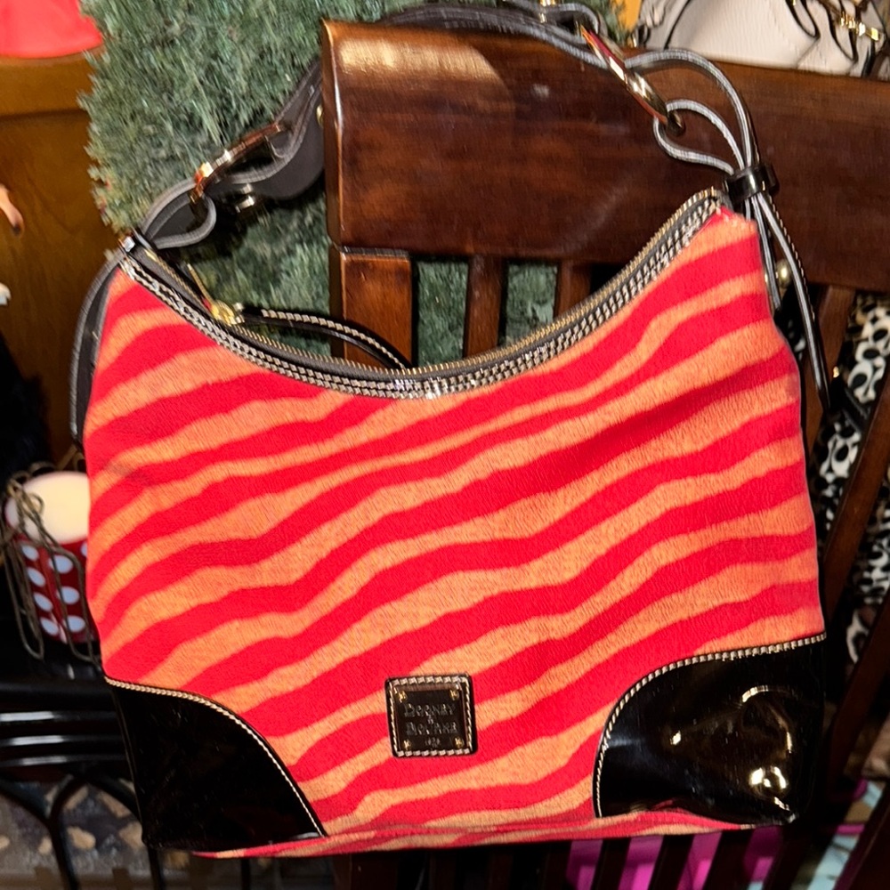 Dooney & Bourke Red and Black Hobo Bag - Picture 7 of 16